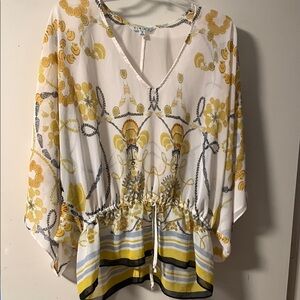 Elegant Yellow and White Women's Top